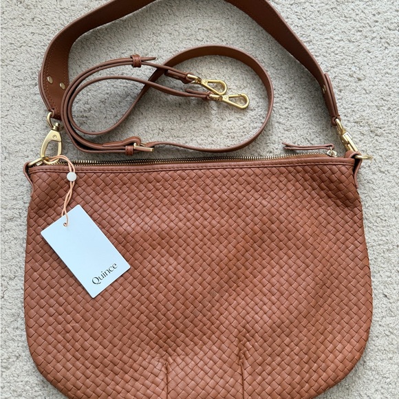 Quince Handbags - Quince Crescent Shoulder Bag - Cognac